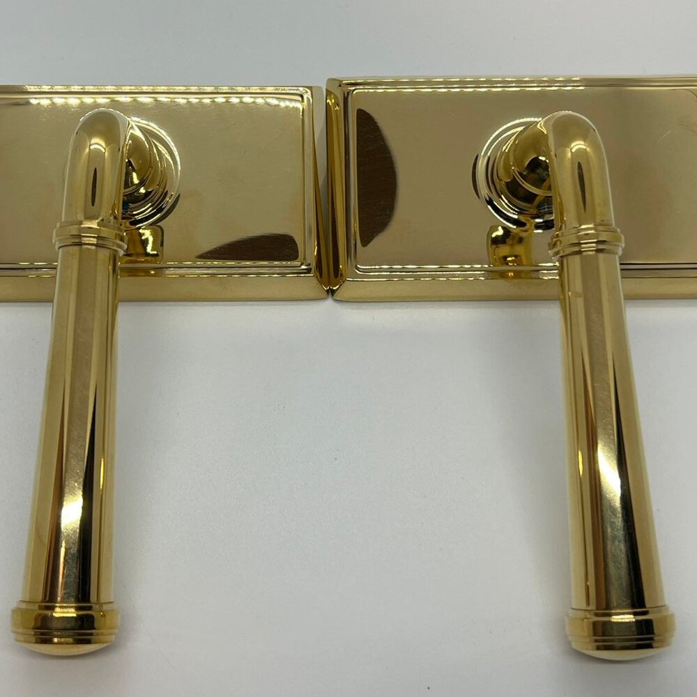 Emtek 8521PUS3NL Rectangular Rosette Merrimack Passage Door Lever Set